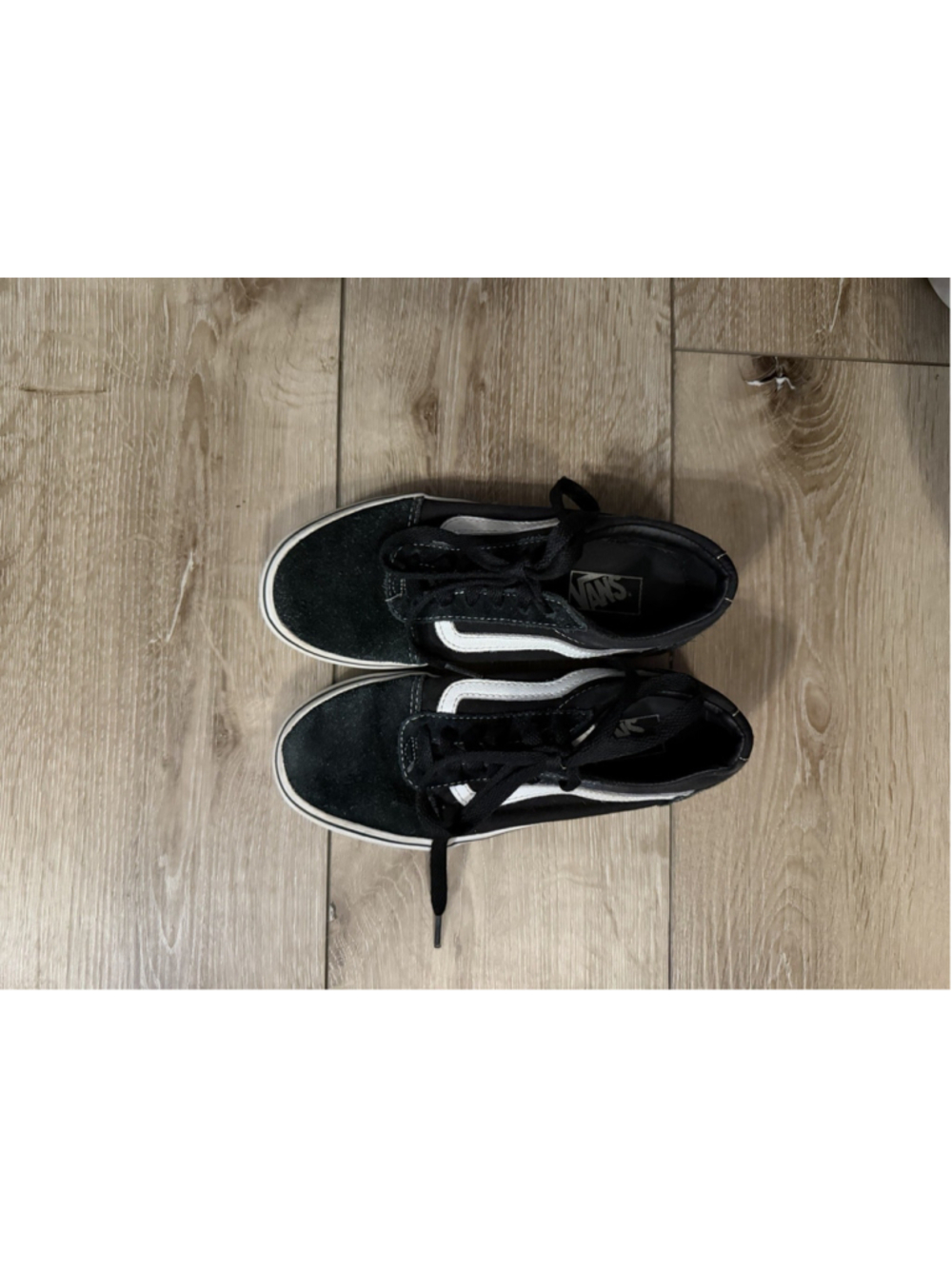 Vans Old Skool Kids Size 2 Black White Suede Skate Shoes Sneakers